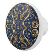 Fancy goud op blauw keramische knop (Rechts)