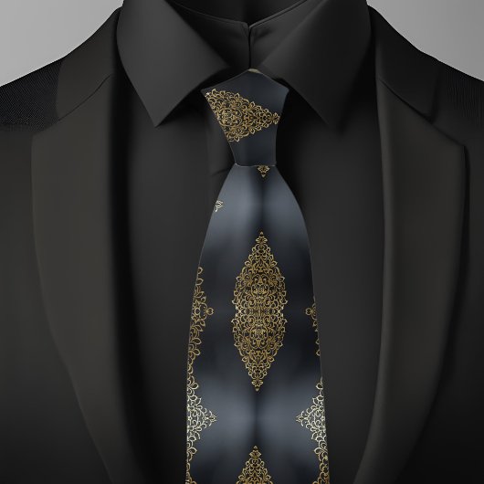 Fancy goud op zwart stropdas