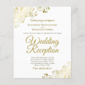 Fancy Goud & Wit Huwelijksreceptie Budget Invite (Voorkant)