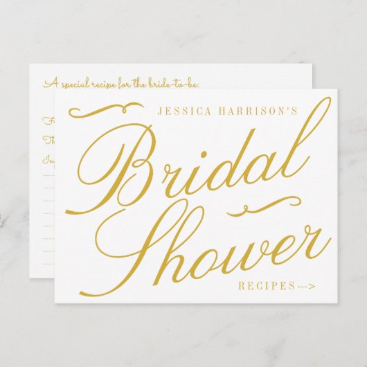 Fancy Goud & Wit Vrijgezellenfeest Recept Kaarten (Voorkant / Achterkant)
