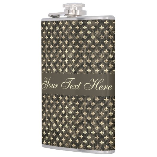 Fancy goudbruine vulkaan De Lis Vinyl Wrapped Kolf Heupfles (Links)