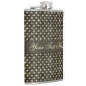 Fancy goudbruine vulkaan De Lis Vinyl Wrapped Kolf Heupfles (Rechts)