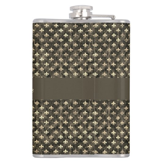 Fancy goudbruine vulkaan De Lis Vinyl Wrapped Kolf Heupfles (Achterkant)