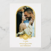 Fancy gouden baardfoto folie uitnodiging (Voorkant)