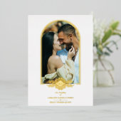 Fancy gouden baardfoto folie uitnodiging (Staand Voorkant)