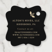 Fancy Gouden Bijen Honingraat op Zwart Honing Labe Bedankjes Labels (Achterkant)