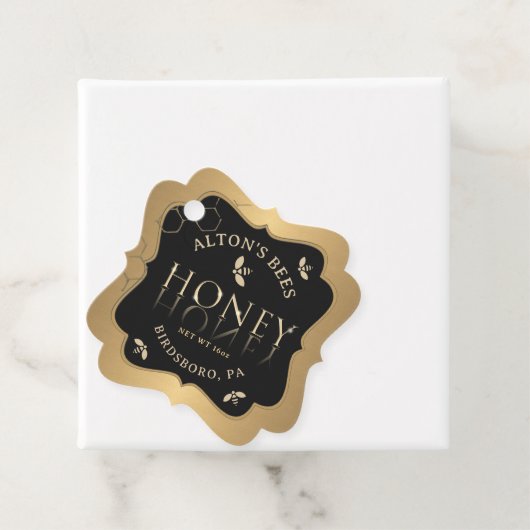 Fancy Gouden Bijen Honingraat op Zwart Honing Labe Bedankjes Labels (In situ)