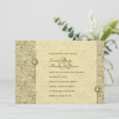 Fancy gouden brocade-weddenschappen kaart (Staand voorkant)