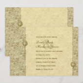 Fancy gouden brocade-weddenschappen kaart (Voorkant / Achterkant)