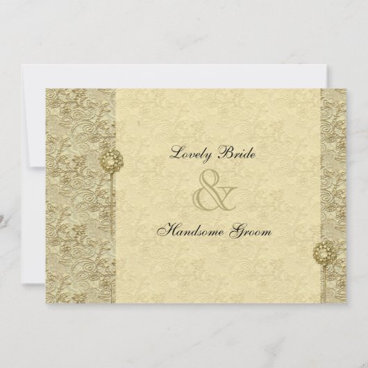 Fancy gouden  brocade-weddenschappen kaart (Achterkant)