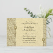 Fancy gouden brocade-weddenschappen kaart (Staand voorkant)