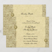 Fancy gouden brocade-weddenschappen kaart (Voorkant / Achterkant)