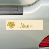 Fancy gouden caduceus-verpleegkundige bumpersticker (Op auto)