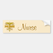 Fancy gouden caduceus-verpleegkundige bumpersticker (Voorkant)