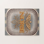 Fancy gouden caduceus-verpleegkundige legpuzzel (Horizontaal)