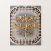 Fancy gouden caduceus-verpleegkundige legpuzzel (Verticaal)