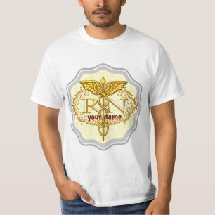 Fancy gouden caduceus-verpleegkundige t-shirt