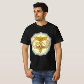 Fancy gouden caduceus-verpleegkundige t-shirt (Voorkant volledig)