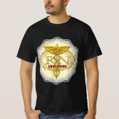 Fancy gouden caduceus-verpleegkundige t-shirt (Voorkant)