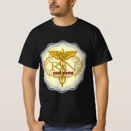 Fancy gouden caduceus-verpleegkundige t-shirt