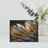 Fancy gouden decoratieve veren briefkaart (Staand voorkant)