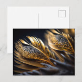 Fancy gouden decoratieve veren briefkaart (Voorkant / Achterkant)