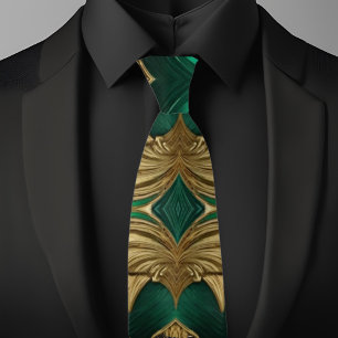 Fancy gouden en smaragdgroene das