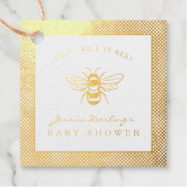 Fancy gouden folie wat zal het baby shower zijn bedankjes labels