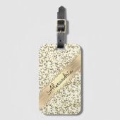 Fancy Gouden Glitter Marmer Gepersonaliseerd Bagagelabel (Voorkant (verticaal))