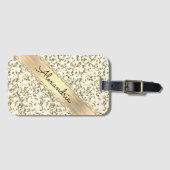 Fancy Gouden Glitter Marmer Gepersonaliseerd Bagagelabel (Voorkant (horizontaal))