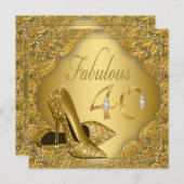 Fancy Gouden Hoge Heel Fabulous 40th Birthday Kaart (Voorkant / Achterkant)