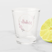 Fancy Gouden Kersenbloesem met Monogram en Naam Shot Glas (Achterkant)
