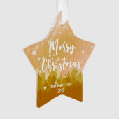 Fancy Gouden Kerst Vreedzaam Sneeuwbos Ornament (voorkant)