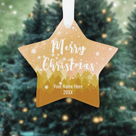 Fancy Gouden Kerst Vreedzaam Sneeuwbos Ornament