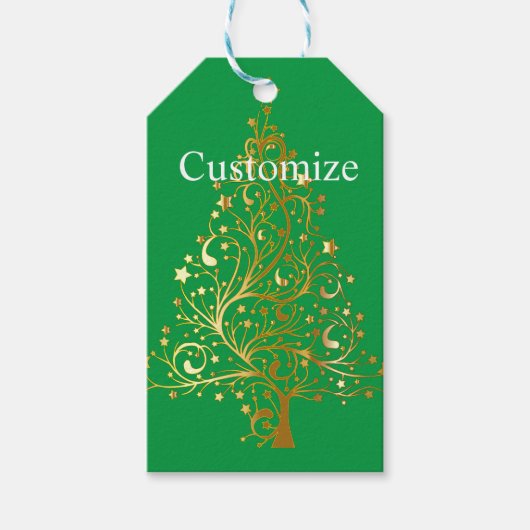 Fancy Gouden Kerstboom Thunder_Cove Cadeaulabel (Voorkant)