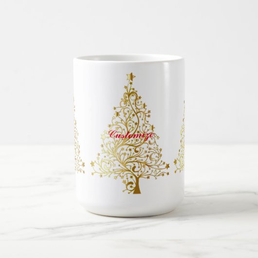 Fancy Gouden Kerstboom Thunder_Cove Koffiemok (Center)