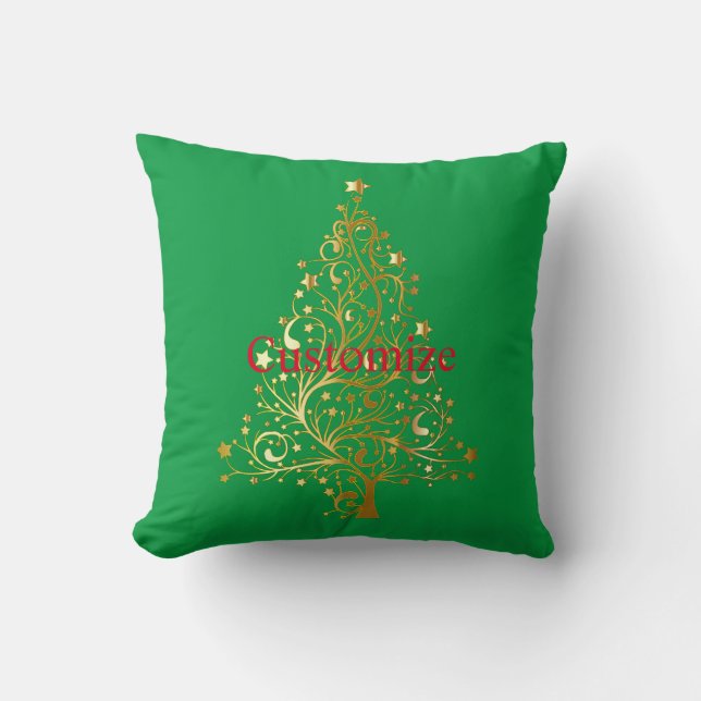 Fancy Gouden Kerstboom Thunder_Cove Kussen (Voorkant)