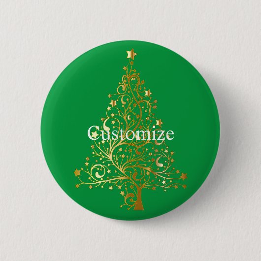 Fancy Gouden Kerstboom Thunder_Cove Ronde Button 5,7 Cm (Voorkant)