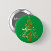 Fancy Gouden Kerstboom Thunder_Cove Ronde Button 5,7 Cm (Voorkant /achterkant)