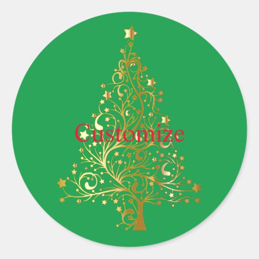 Fancy Gouden Kerstboom Thunder_Cove Ronde Sticker (Voorkant)