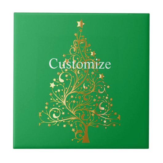 Fancy Gouden Kerstboom Thunder_Cove Tegeltje (Voorkant)