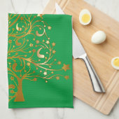 Fancy Gouden Kerstboom Thunder_Cove Theedoek (Quarter Fold)