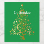 Fancy Gouden Kerstboom Thunder_Cove Wijn Etiket (Enkel label)