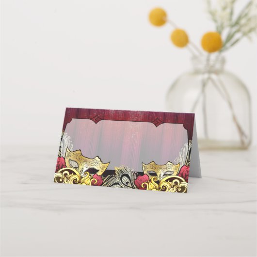 Fancy gouden maskerade naam Kaarten Plaatskaartje (Achterkant)