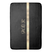 Fancy gouden monogram, naam, geel gouden streep, z badmat (Voorkant Verticaal)