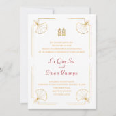 Fancy gouden rode dubbelzinnigheid Chinese bruilof Kaart (Voorkant)