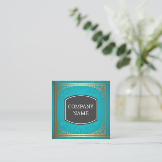 Fancy Gouden Sierrand Vierkante Visitekaartje (Staand voorkant)