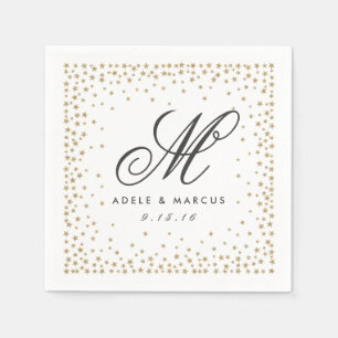 Fancy gouden sterren Monogram bruiloft Napkins Servetten