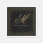 Fancy gouden sterren Monogram zwart huwelijk Napki Servetten (Voorkant)