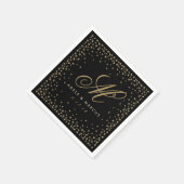 Fancy gouden sterren Monogram zwart huwelijk Napki Servetten (Hoek)